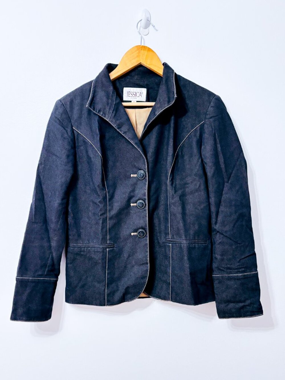 JESSICA Charcoal Denim Blazer | Tailored Stretch Casual | Size 6
